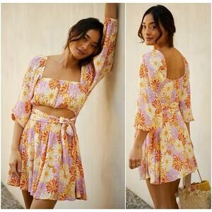 EUC Anthropologie LSPACE Rosita Cutout Mini Dress Floral Viscose M Sundress